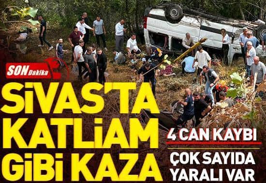 Sivasta yolcu minibüsü şarampole devrildi: 4 can kaybı
