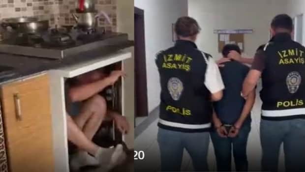 31 yıl hapis cezasıyla aranan kişi, bulaşık makinesinden saklanırken yakalandı