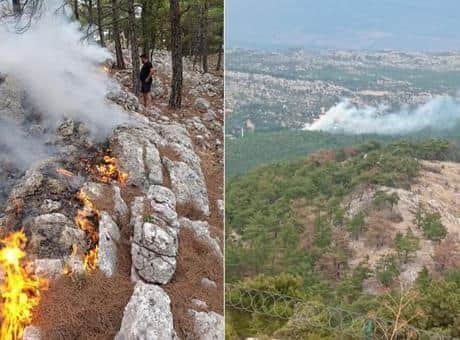 Mersin'de korkutan orman yangını! Yıldırım düşen bölge alevlere teslim oldu