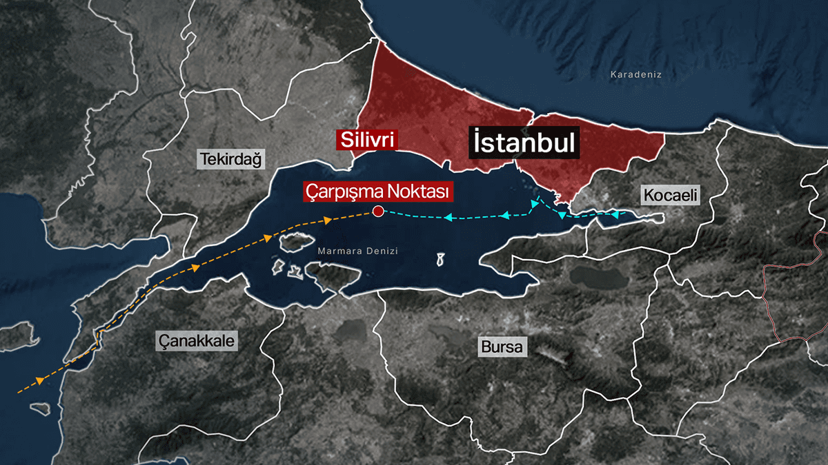 Marmara'daki deniz otobanında gemiler çarpıştı: Uzak yol kaptanı gemideki yüke dikkat çekti