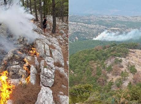 Mersin'de korkutan orman yangını! Yıldırım düşen bölge alevlere teslim oldu