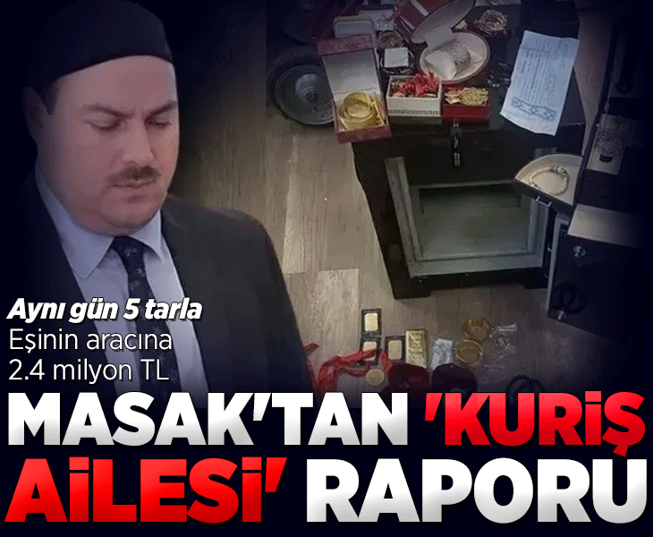MASAK'tan 'Kuriş ailesi' raporu! Aynı gün 5 tarla, eşinin aracına 2.4 milyon TL