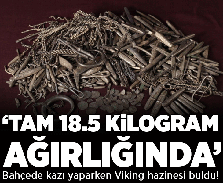 Bahçesinde kazı yaparken Viking hazinesi buldu! 'Tam 18.5 kilogram ağırlığında, Thor'un çekici de var'