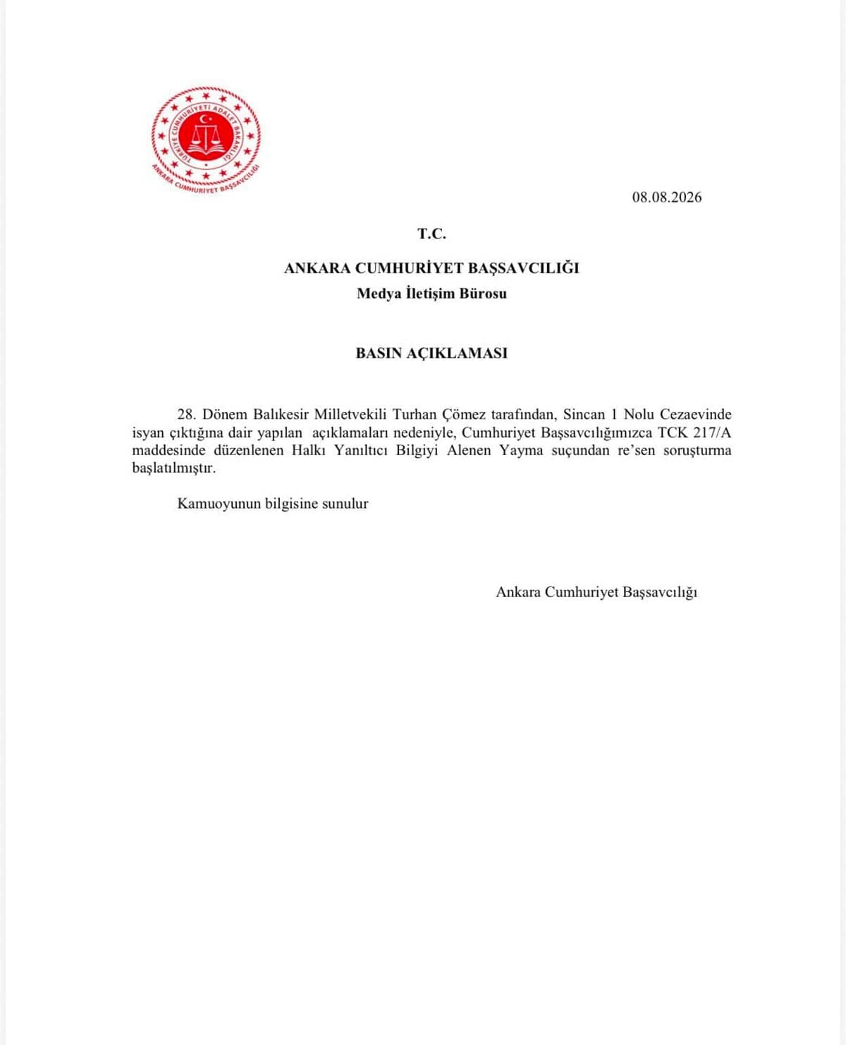 İYİ Parti Balıkesir Milletvekili Çömez hakkında soruşturma başlatıldı İYİ Parti Balıkesir Milletvekili Çömez hakkında soruşturma başlatıldı