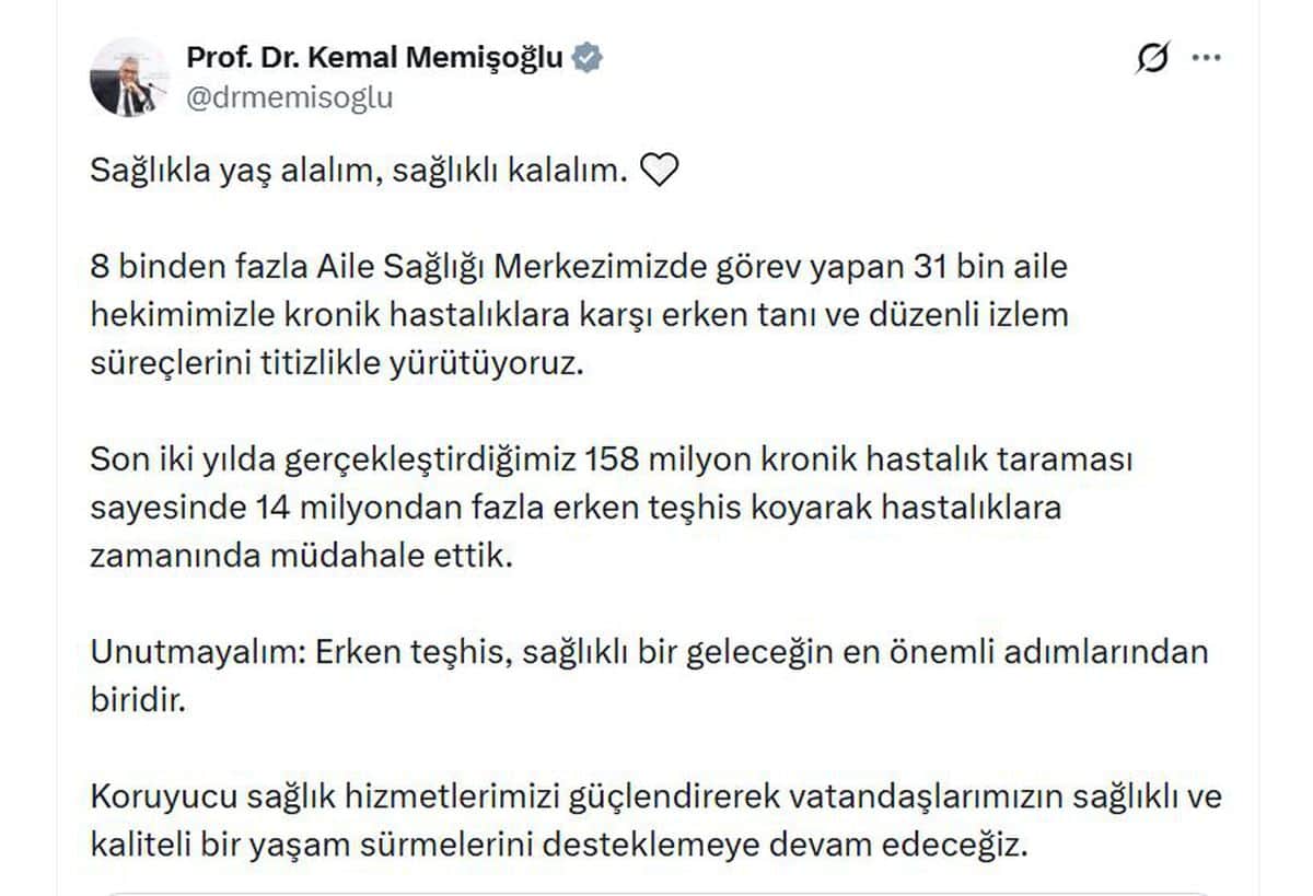Bakan Memişoğlu: Son 2 yılda 14 milyondan fazla erken teşhisle hastalıklara zamanında müdahale ettik Bakan Memişoğlu: Son 2 yılda 14 milyondan fazla erken teşhisle hastalıklara zamanında müdahale ettik