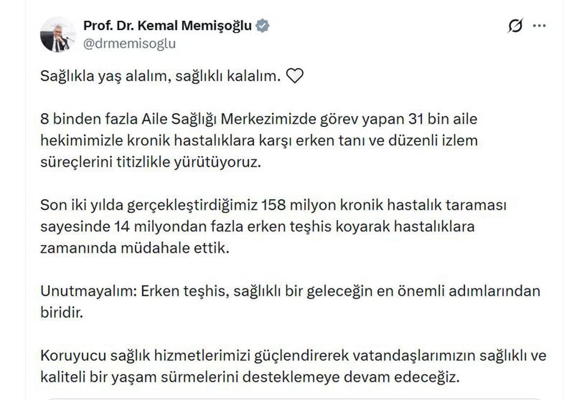 Bakan Memişoğlu: Son 2 yılda 14 milyondan fazla erken teşhisle hastalıklara zamanında müdahale ettik Bakan Memişoğlu: Son 2 yılda 14 milyondan fazla erken teşhisle hastalıklara zamanında müdahale ettik