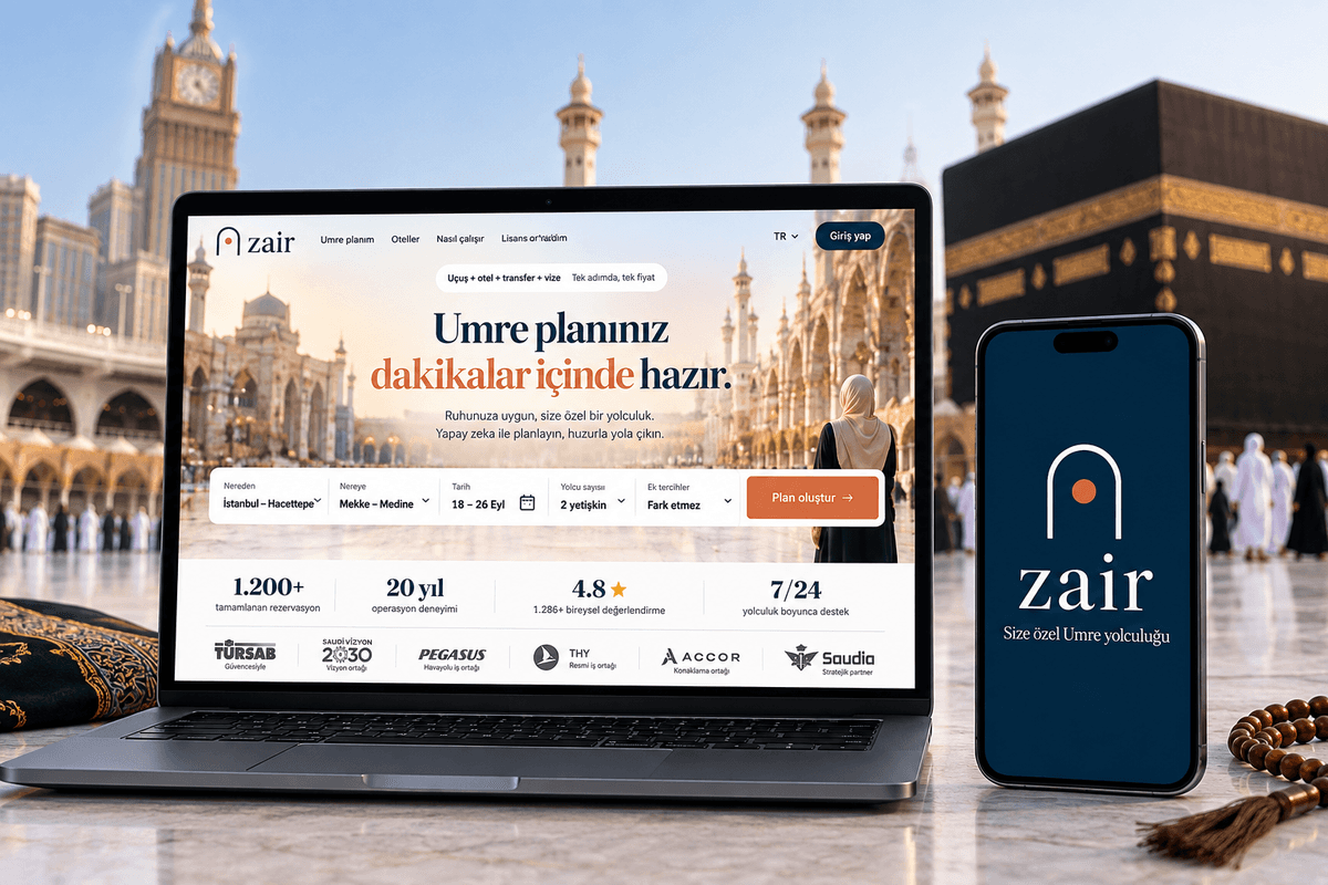 Türkiye'den dünyaya açılacak: Yapay zekâlı Umre platformu Zair'e milyon dolarlık yatırım Türkiye'den dünyaya açılacak: Yapay zekâlı Umre platformu Zair'e milyon dolarlık yatırım