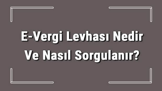 E-Vergi Levhası Nedir Ve Nasıl Sorgulanır? E-Vergi Levhası Nedir Ve Nasıl Sorgulanır?