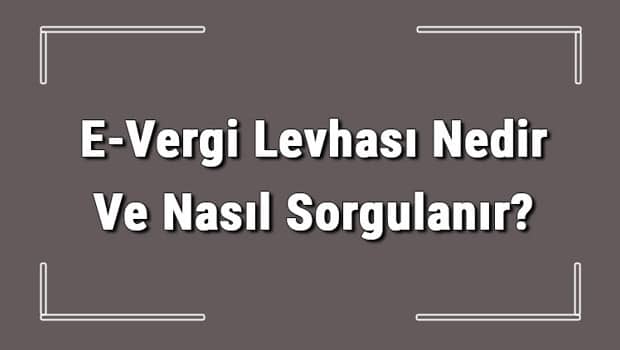 E-Vergi Levhası Nedir Ve Nasıl Sorgulanır? E-Vergi Levhası Nedir Ve Nasıl Sorgulanır?