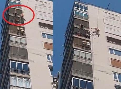 15 katlı binada can pazarı! 2 işçi ölümden döndü 15 katlı binada can pazarı! 2 işçi ölümden döndü