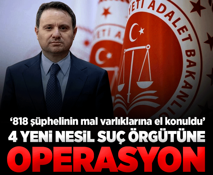 Bakan Gürlek duyurdu! 4 suç örgütüne darbe: 818 şüphelinin mal varlıklarıne el konuldu Bakan Gürlek duyurdu! 4 suç örgütüne darbe: 818 şüphelinin mal varlıklarıne el konuldu