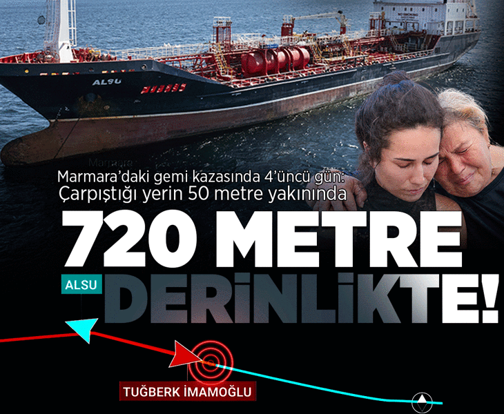 Marmara'daki gemi kazasında 4'üncü gün: Çarpıştığı yerin 50 metre yakınında, 720 metre derinlikte Marmara'daki gemi kazasında 4'üncü gün: Çarpıştığı yerin 50 metre yakınında, 720 metre derinlikte