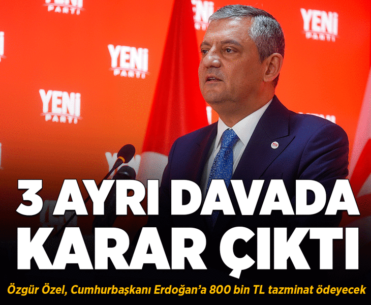 Cumhurbaşkanı Erdoğan'a yönelik sözleri nedeniyle Özgür Özel'e 800 bin TL tazminat Cumhurbaşkanı Erdoğan'a yönelik sözleri nedeniyle Özgür Özel'e 800 bin TL tazminat