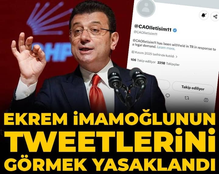 Son Dakika | Ekrem İmamoğlu'nun yasaklanan hesabı yerine açılan hesaba da erişim engeli getirildi Son Dakika | Ekrem İmamoğlu'nun yasaklanan hesabı yerine açılan hesaba da erişim engeli getirildi