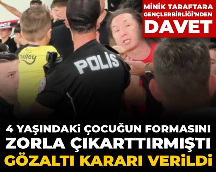 Son Dakika | Maçta 4 yaşındaki çocuğun formasını çıkarttıran şüpheliye gözaltı kararı Son Dakika | Maçta 4 yaşındaki çocuğun formasını çıkarttıran şüpheliye gözaltı kararı