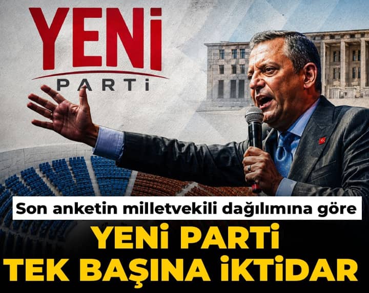 Son anketin milletvekili dağılımına göre YENİ Parti tek başına iktidar Son anketin milletvekili dağılımına göre YENİ Parti tek başına iktidar