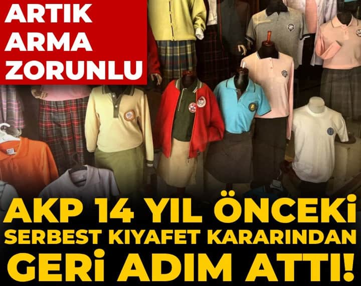 AKP 14 yıl önceki serbest kıyafet kararından geri adım attı! Artık arma zorunlu AKP 14 yıl önceki serbest kıyafet kararından geri adım attı! Artık arma zorunlu
