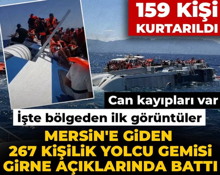 Son Dakika | Mersin'e giden gemi Girne açıklarında battı! İçinde 267 yolcu var Son Dakika | Mersin'e giden gemi Girne açıklarında battı! İçinde 267 yolcu var