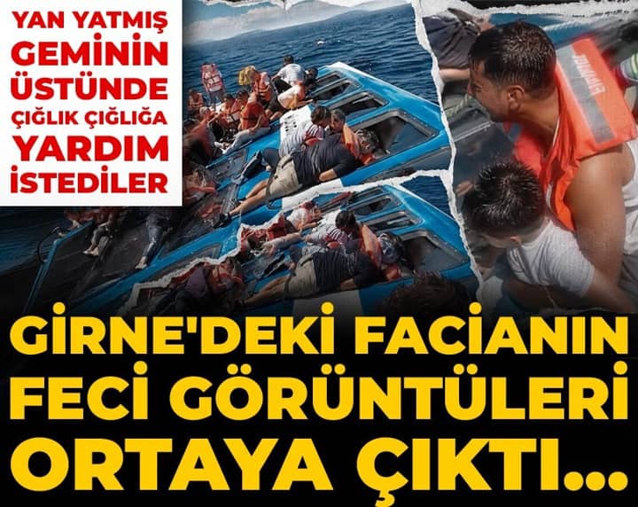 Girne'deki facianın feci görüntüleri ortaya çıktı! Yan yatmış geminin üstünde çığlık çığlığa yardım istediler Girne'deki facianın feci görüntüleri ortaya çıktı! Yan yatmış geminin üstünde çığlık çığlığa yardım istediler