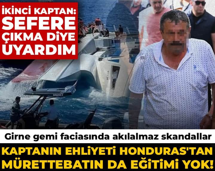 Kaptan ehliyeti Honduras'tan almış, mürettebatın da eğitimi yok! Girne gemi faciasında akılalmaz skandallar Kaptan ehliyeti Honduras'tan almış, mürettebatın da eğitimi yok! Girne gemi faciasında akılalmaz skandallar