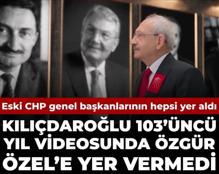 Kılıçdaroğlu'ndan Özgür Özel'siz CHP'nin yıldönümü videosu: Bütün genel başkanlar yer aldı Kılıçdaroğlu'ndan Özgür Özel'siz CHP'nin yıldönümü videosu: Bütün genel başkanlar yer aldı