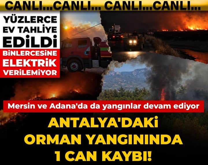 Adana, Mersin ve Antalya yangınlarında ikinci gün! Yüzlerce ev tahliye edildi Adana, Mersin ve Antalya yangınlarında ikinci gün! Yüzlerce ev tahliye edildi