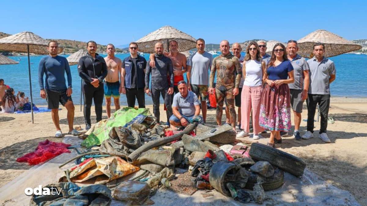 Gümbet’te deniz dibinden 310 kilogram atık çıktı Gümbet’te deniz dibinden 310 kilogram atık çıktı