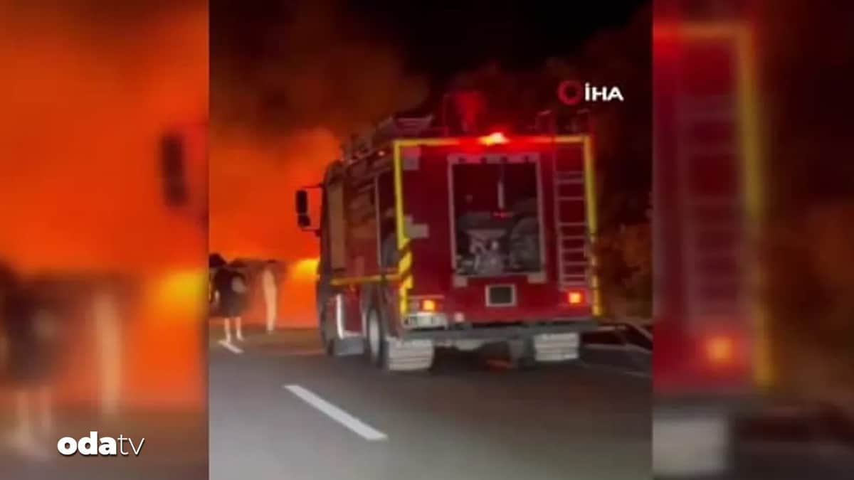 TEM Otoyolu'nda yolcu otobüsü alev topuna döndü TEM Otoyolu'nda yolcu otobüsü alev topuna döndü