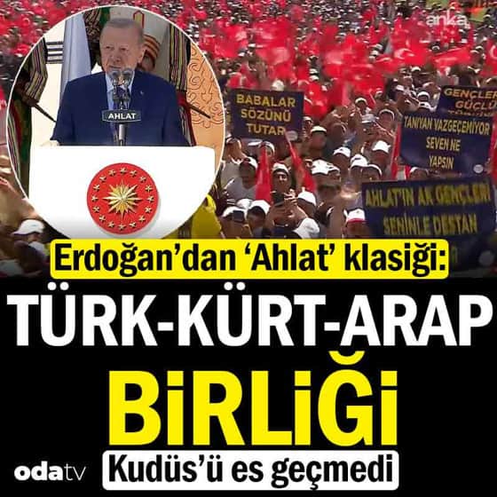 Erdoğan'dan 'Ahlat' klasiği: Türk-Kürt-Arap birliği Erdoğan'dan 'Ahlat' klasiği: Türk-Kürt-Arap birliği