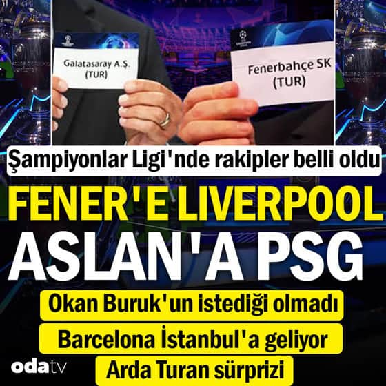 Şampiyonlar Ligi’nde kura heyecanı: Galatasaray ve Fenerbahçe'nin rakipleri belli oldu Şampiyonlar Ligi’nde kura heyecanı: Galatasaray ve Fenerbahçe'nin rakipleri belli oldu
