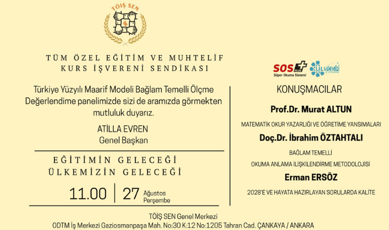 TÖİŞ SEN’den eğitimde ölçme ve değerlendirme paneli TÖİŞ SEN’den eğitimde ölçme ve değerlendirme paneli