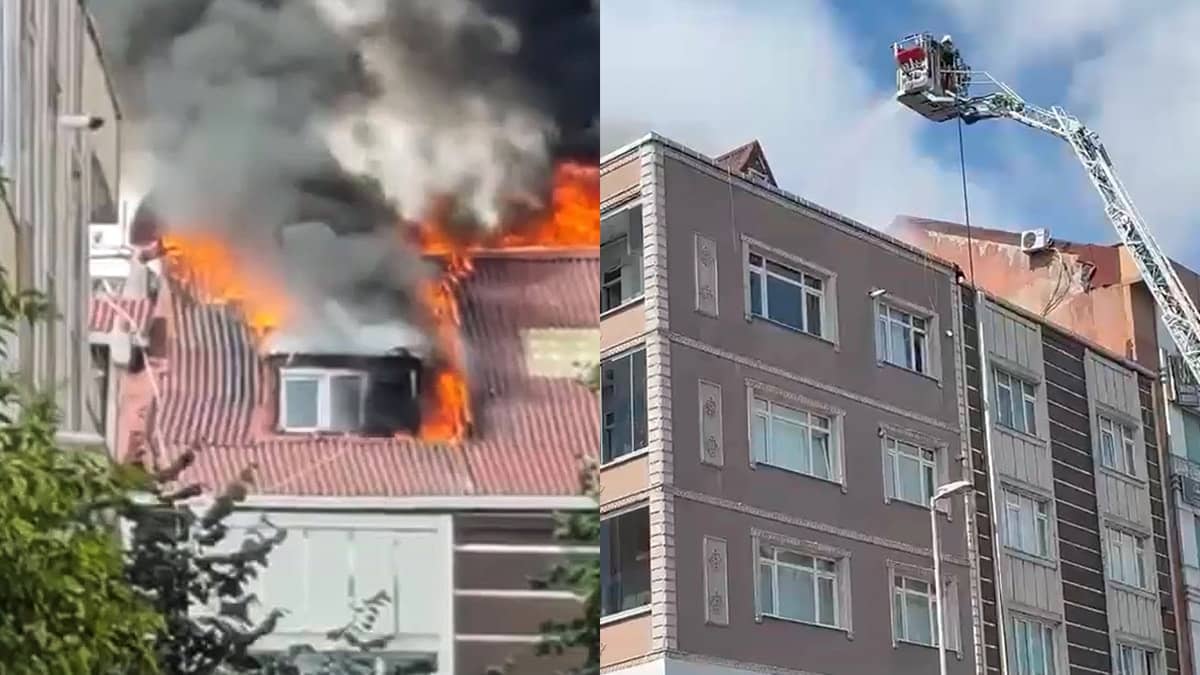 Bayrampaşa'da binanın çatı katında çıkan yangın söndürüldü Bayrampaşa'da binanın çatı katında çıkan yangın söndürüldü