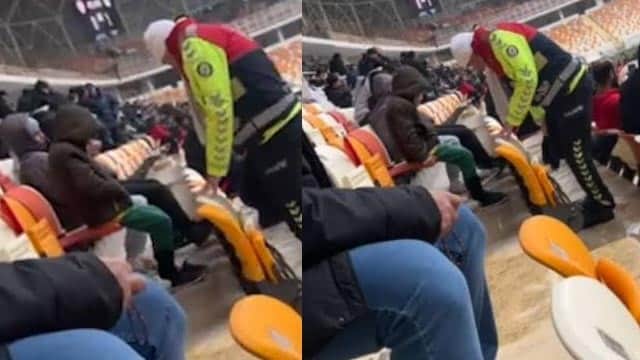 Polis memuruna TFF Fair Play Ödülü! Tribünde üşüyen çocuğa çorabını vermişti Polis memuruna TFF Fair Play Ödülü! Tribünde üşüyen çocuğa çorabını vermişti